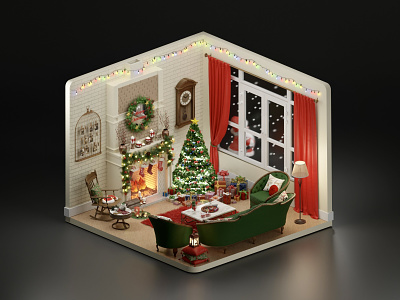 Christmas and new year 3d illustration