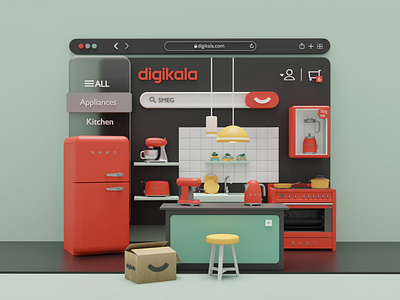 3d illustration kitchen 3d 3dart 3dmodeling 3drender b3d blender blender3d cute cycles design graphic design illustration kitchen lowpoly ui