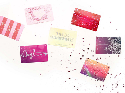 Gift Cards for Victoria's Secret day design foil gift cards gifting glitter holiday valentine valentines victorias secret