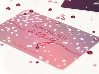Victoria's Secret Gift Cards birthday confetti foils gift card happy birthday pink script sexy sexy script silver victorias secret