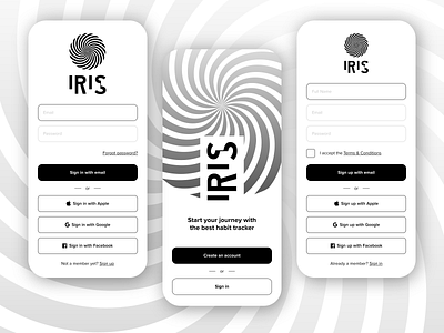 Sign Up & In Screen | IRIS adobexd app dailyui signin signup ui ux