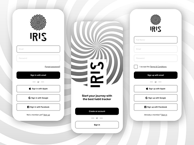 Sign Up & In Screen | IRIS