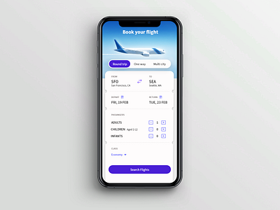 Booking flight app dailyuichallenge design ui