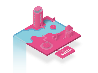 Hello Dribbble! debut draft dribbble first hello invite isometric playground