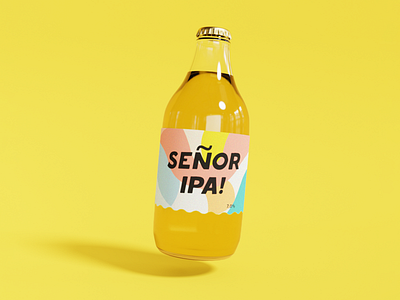 🍺SeñorIPA! 3d 3d render b3d beer beer bottle beer branding blender3d branding brewery graphic design illustration ipa label label design product branding señor 🍺