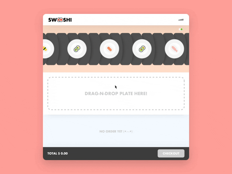 🍣Swooshi animation app concept conveyor belt interaction design interactive app ixd kaiten kaiten sushi motion design prototype restaurant app rotating sushi sushi sushi app sushi bar sushi restaurant take away ui ui animation ux