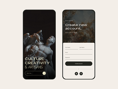 Sign up Layout art black minimalist museum ui