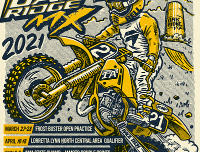 Oak Ridge Season Flyer branding dirtbike drawing farm graphic design illustration logo motocross
