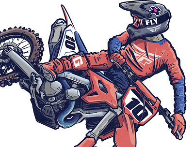 Justin Brayton dirtbike drawing graphic design illustration motocross procreate