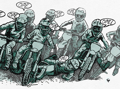 ope bike crash dirtbike drawing extreme halftone motocross motorcycle poster