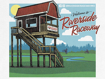 Rebuild Riverside Raceway design dirtbike drawing graphic design halftone illustration motocross screenprint