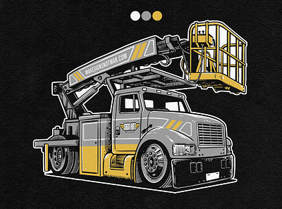 Slammed crane truck for Sign Art Studio branding design drawing graphic design illustration logo screenprint sign truck