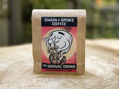 The Gravel Grind / Chain & Spoke Coffee package illustration