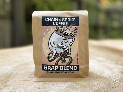 Brap Blend / Chain & Spoke Coffee package illustration bicycle bike branding drawing graphic design illustration package design screenprint
