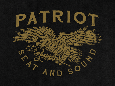 Patriot Seat and Sound Logo branding drawing eagle graphic design illustration logo screenprint sketch upholstery vintage
