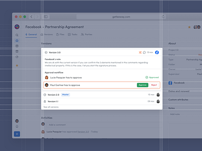 Contract Approval Workflow clean collaboration color component contract document flat grid interface layout project saas shadow simple sketch ui user ux workflow workspace