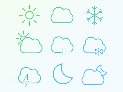 Weather Icons gradient icons illustrator line vector weather