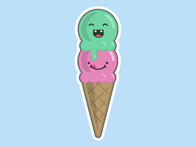 Favorite Part of Summer... badge character flat ice cream icon sticker sticker mule summer vector