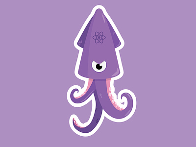 Evil Squid Sticker badge character evil squid flat icon react rally sticker summer vector