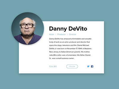 User Profile app card dailyui danny devito flat interface ios material minimal profile user ux