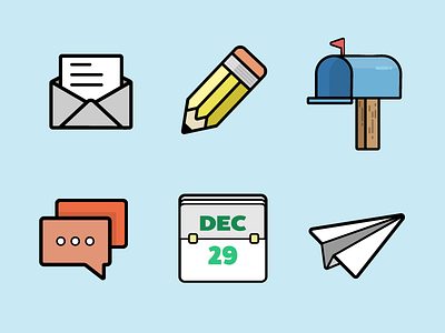 Line Icons badge calendar chat edit email flat icon mail mailbox send submit vector
