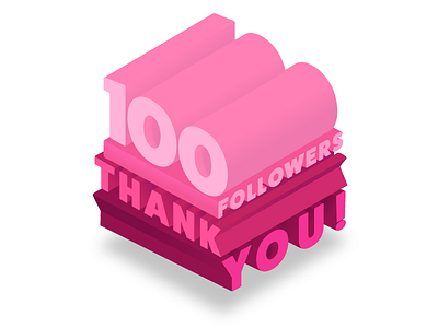 Thank You! 100 flat followers gratitude icon ios isometric logo material thank you typography vector