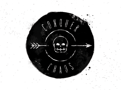 Conquer Chaos badge drawn hand handmade icon illustration illustrator photoshop sketch skull stamp vector