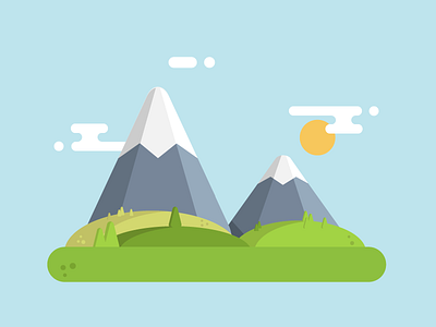 Landscape badge flat icon illustration illustrator landscape mountain mountains nature outdoors vector