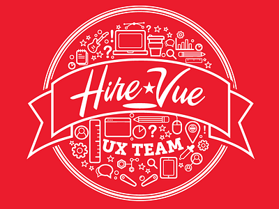 HireVue UX Team badge drawing flat hirevue icon illustration illustrator line logo team ux vector