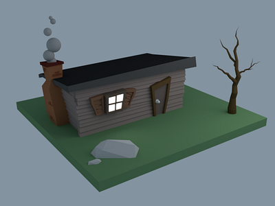 Little Cabin 3d blender building cabin city house landscape low poly model spooky unity