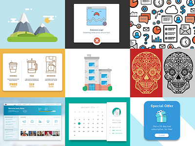 Best of 2016 2016 best of dashboard flat homepage icon illustration interface material new year ui ux