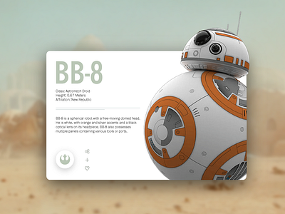Info Card android app bb 8 droid interface ios material mobile star wars ui ux web