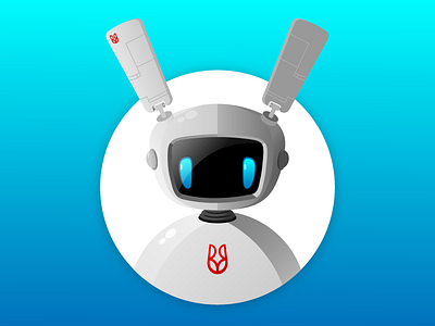 Robot Rabbit animals badge droid flat icon illustration logo rabbit robot vector