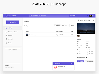 CloudDrive - File Cloud Plataform branding cloud plataform landing page ui web web app