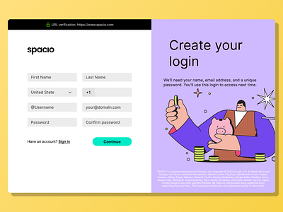 Spacio / P2P Crypto Marketplace for Humans / Register Page crypto illustration landing page login page marketplace register page