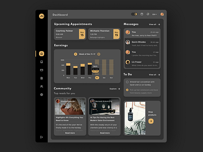 Dashboard — dark theme