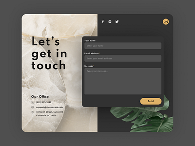 Contact form — dark theme