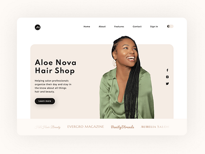 Landing page — light theme branding design hair stylist home homepage landing page light theme marketing page ui ui design ux ux design