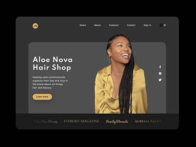 Landing page — dark theme branding dark theme design hair stylist home homepage landing page marketing page ui ui design ux ux design