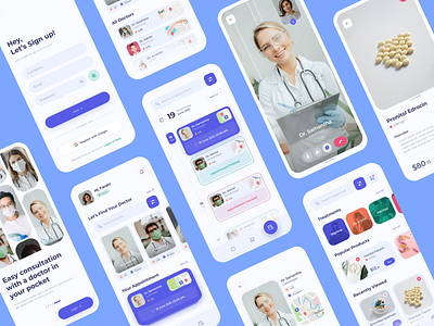 Pocket doc - Doctor Consultation UI Kit app clean design doctor download gumroad health home hospital ios medical modern onboarding prototype simple template ui ui8 uikit ux