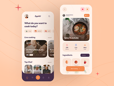 Appétit - Food Recipes App UI Kit app cook cookbook cooking delivery directions food gumroad ios learn live mobile order recipe teaching tutorial ui ui kit ui8 ux