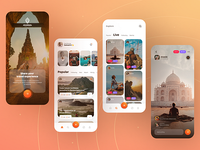 Journal - Travel Blog App UI Kit app appointment article blog blogger booking expedition gumroad holiday ios live mobile sharing tour travel traveler ui ui8 uiux ux