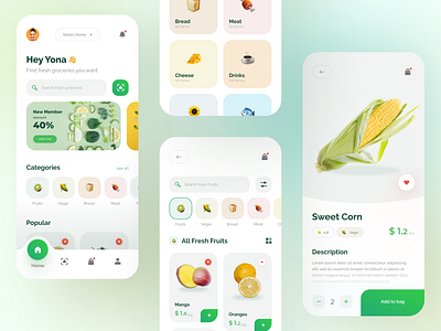 Grofast - Online Grocery App UI Kit app delivery ecommerce fruit groceries grocery ios market marketplace mobile online service shop ui ui kit uiux ux vegetable veggie