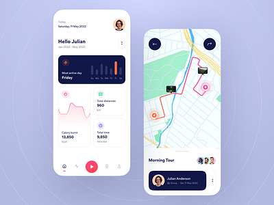 Gowez - Sport Cycling Tracker App UI Kit achievement activity app bicycle bike challenge chart cycling ios mobile outdoor riding scan sport tour tournament tracker tracking ui ux