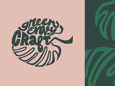 Green Envy Craft Logo craft design hand drawn hand drawn logo hand lettering hand lettering logo illustration lettering logo design logotype monstera plants script type typogaphy vector