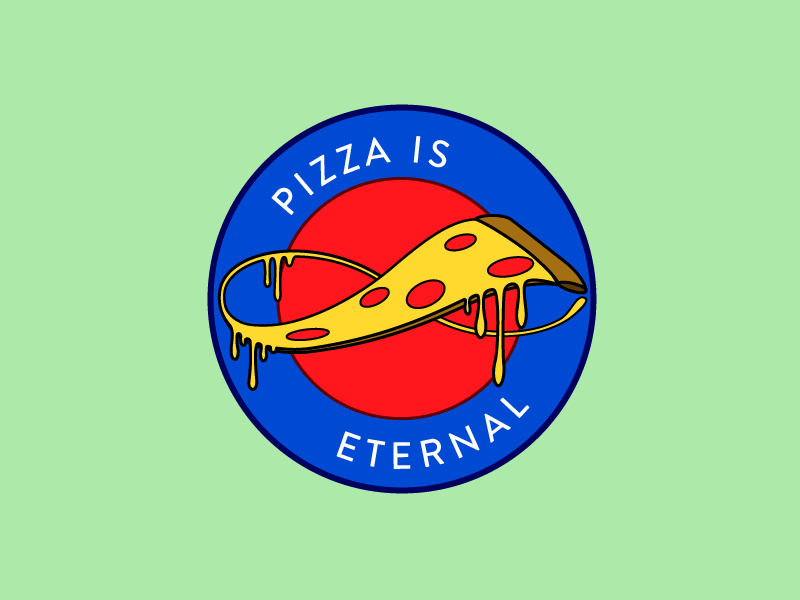 eternal pizza pin patch logo pizza illustration