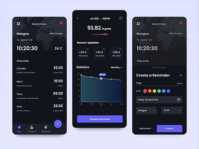 Currency clock branding clock currency currency converter design icon minimal mobile mobile app productdesign reminder statistics uidesign userexperience uxdesign