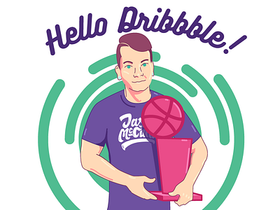 Hello Dribbble basketball illustration people portrait trophy