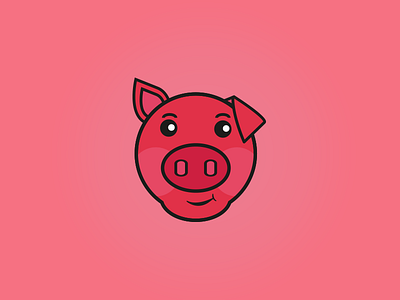 Pig Mascot design graphic lines mascote pig pink thick
