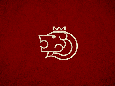 Lion Mark crafted crown hand head line lion logo mark